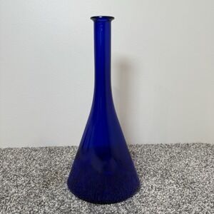 Vintage Cobalt Blue Glass Vase or Decanter Bottle Without Top